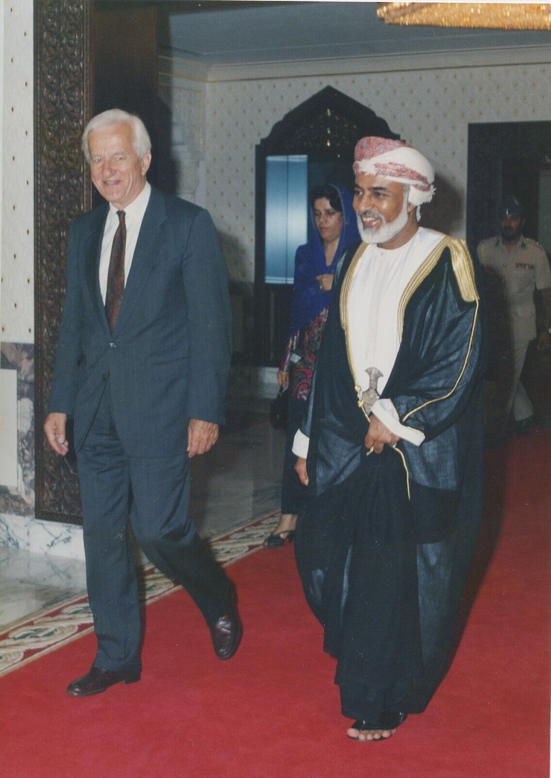 Sultan Qaboos Of Oman With German President A13 A1306 Original Vintage Photo