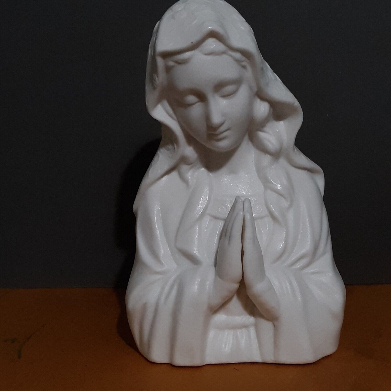 Vintage White Bisque Praying Madonna Figurine
