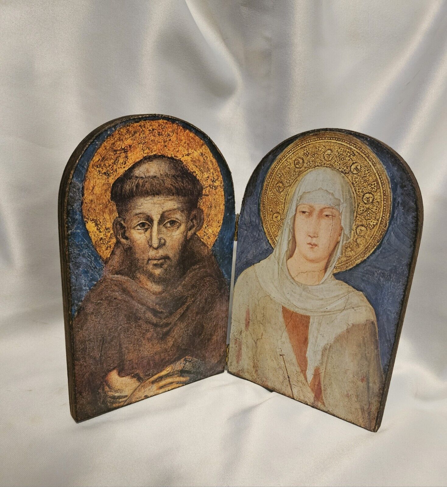 unique religious vintage Open Wooden Plaque Oddities Handmade