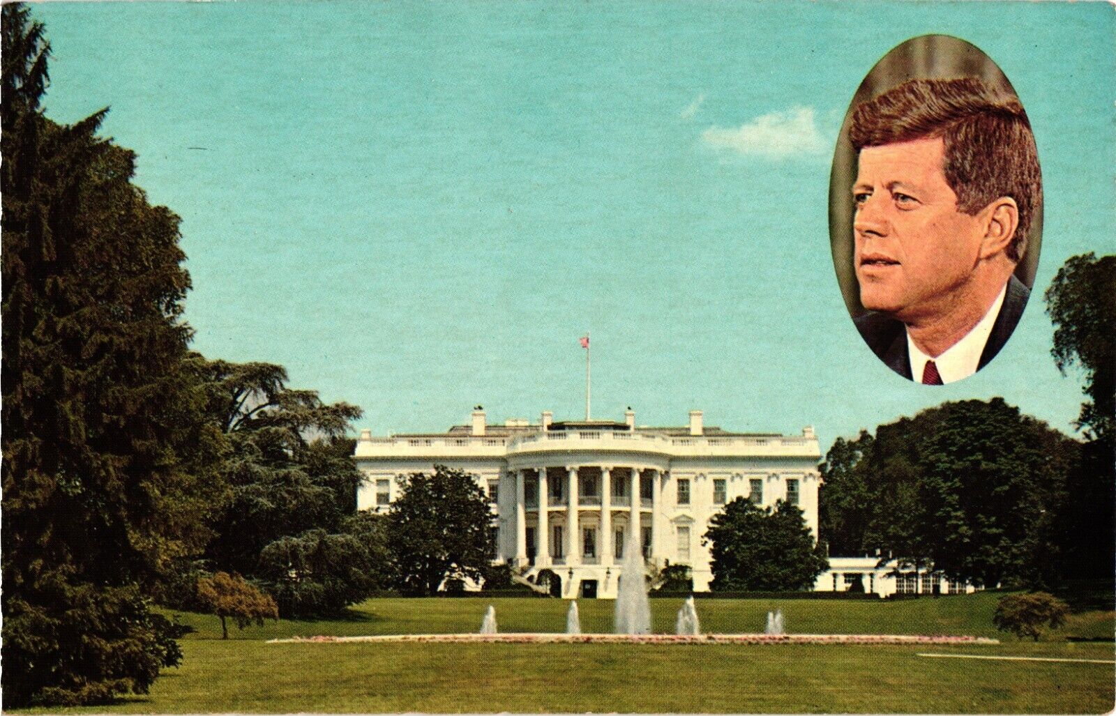 John F Kennedy 35th President WHITE HOUSE Washington DC Postcard