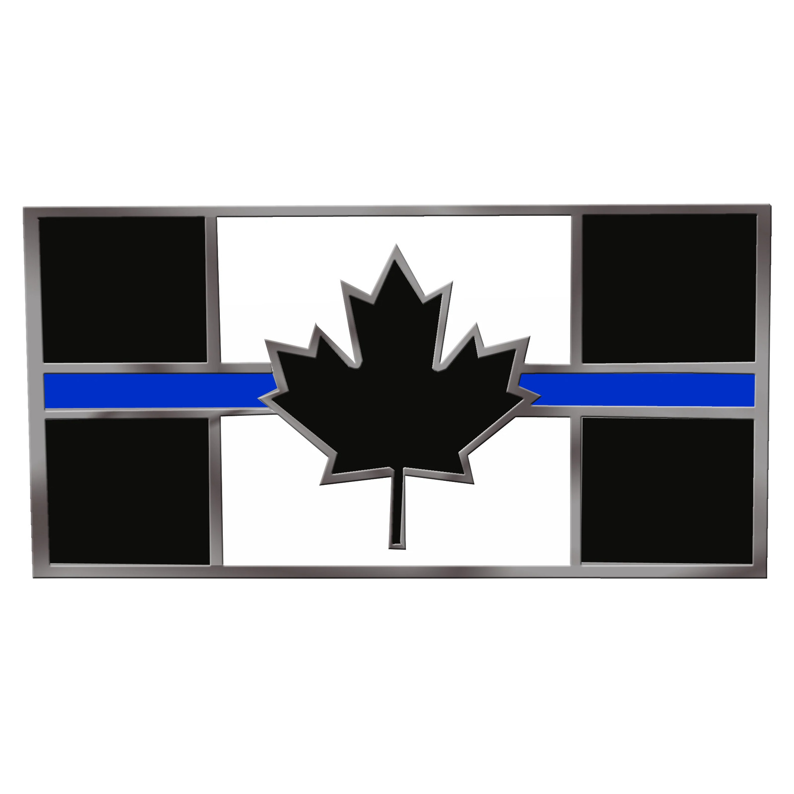 CL2-13 Canada Thin Blue Line Flag Cloisonne\' hard enamel large 1.75 inch Royal C
