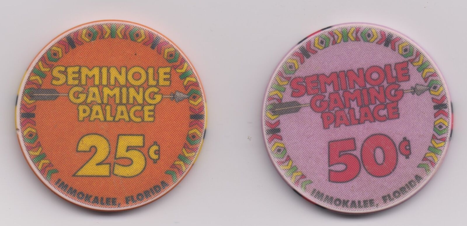 25 Cent & 50 Cent Seminole Gaming Palace Immokalee FL.Chips 2019