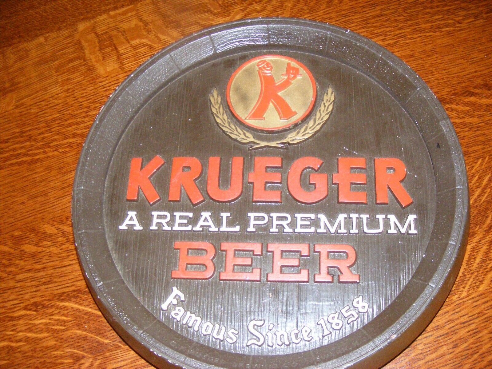 Krueger Beer Plaster Sign Vintage