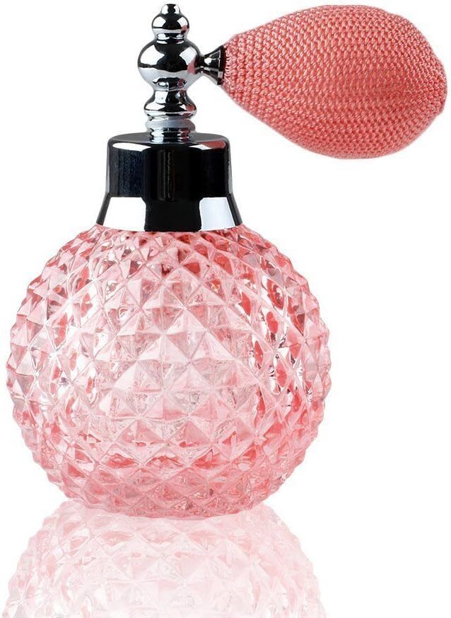 Vintage Crystal Art Style Refillable Perfume Atomizer Spray Bottle 100ml (Pink)