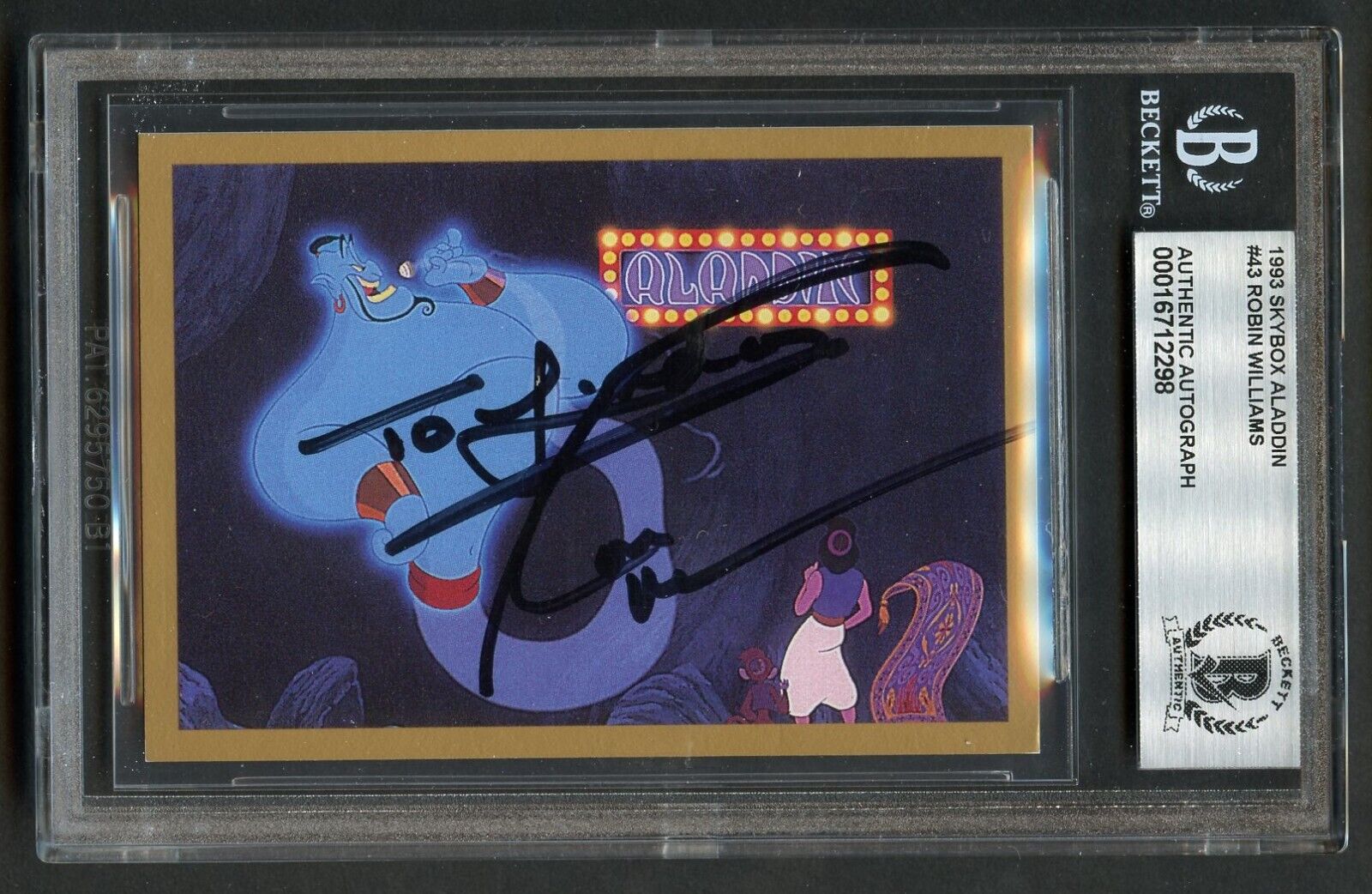Robin Williams #43 signed autograph auto 1993 Skybox Aladdin Card BAS Slabbed