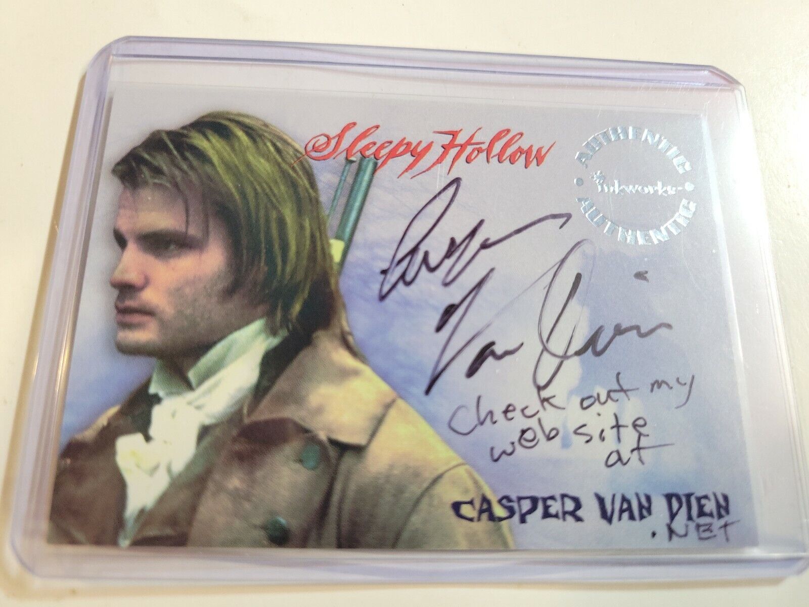 Sleepy Hollow Movie Casper Van Dien Autograph Card A4 Inkworks 1999 INSCRIPTION 