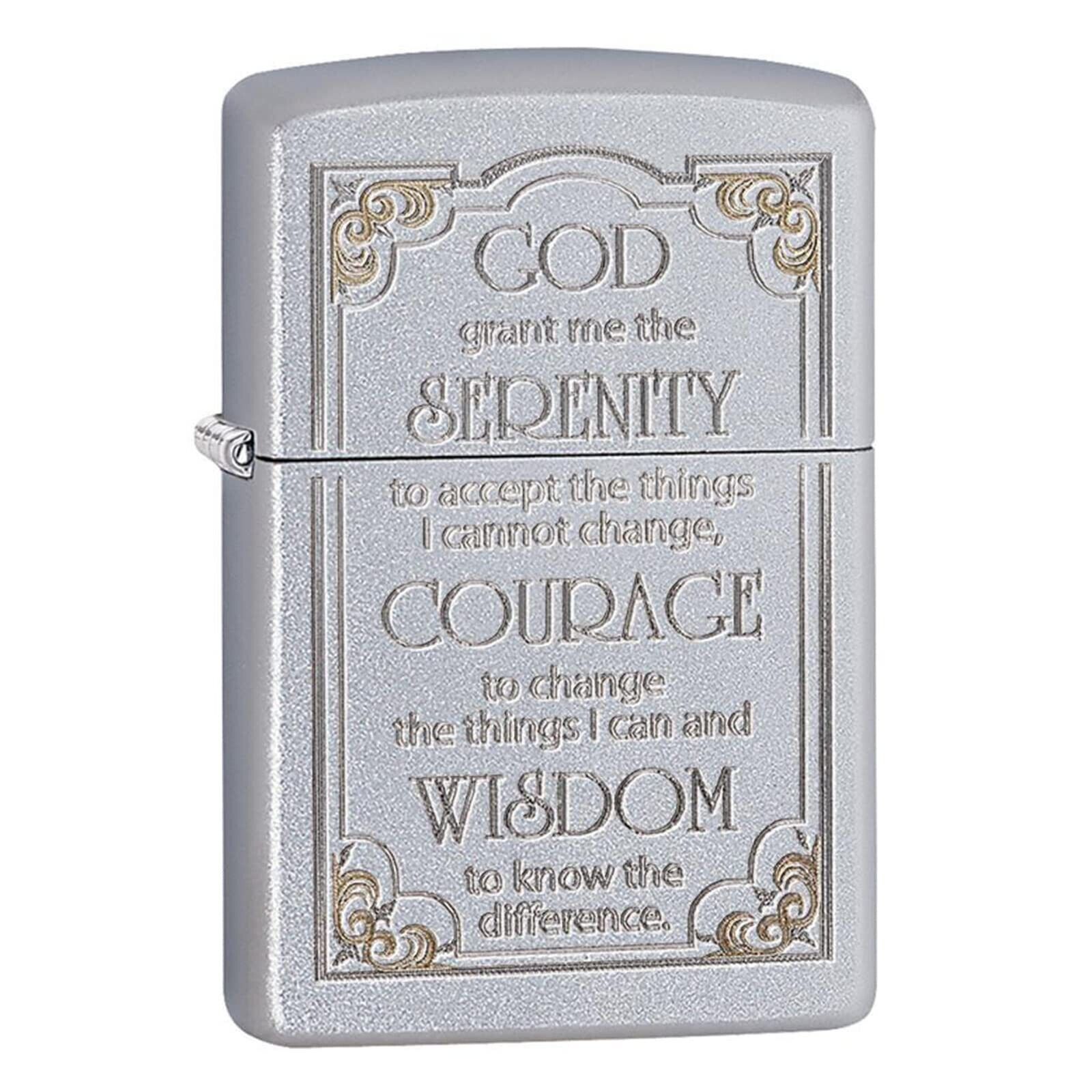 Zippo Serenity Prayer Satin Chrome Pocket Lighter, One Size (28458)