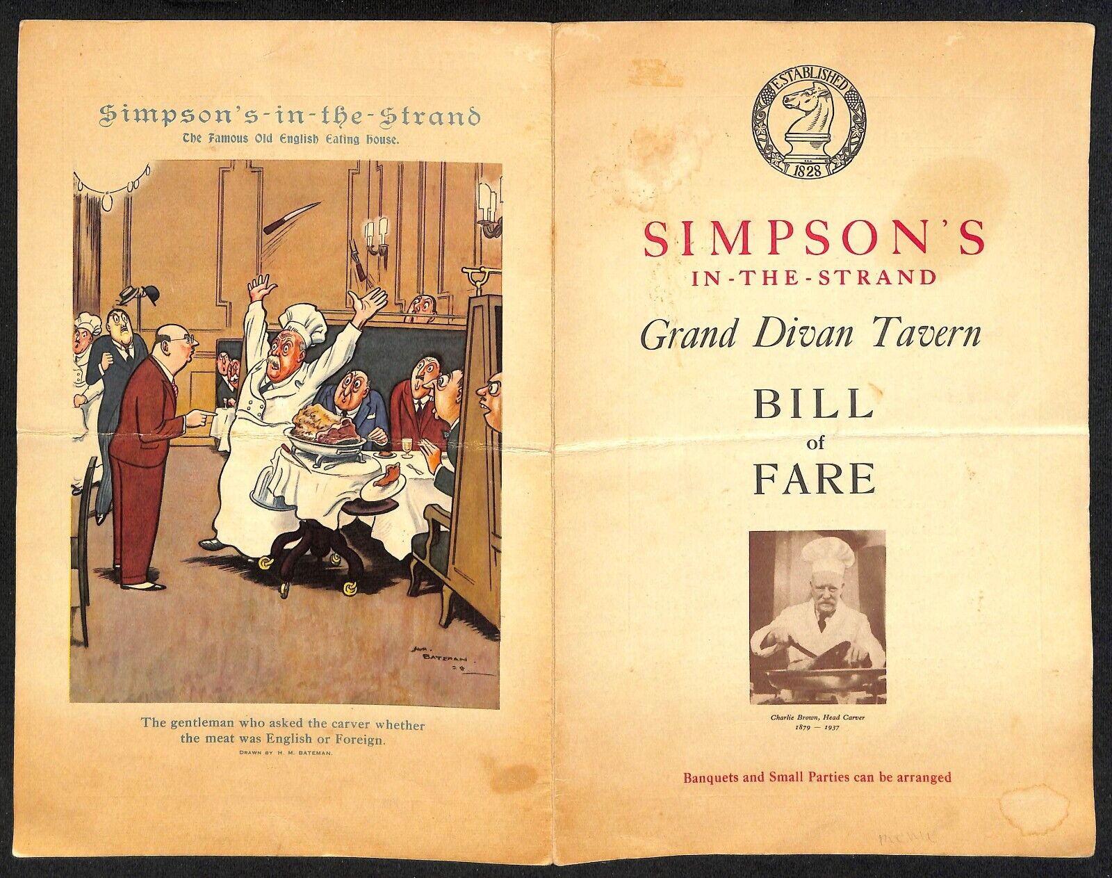 Simpson's In-The-Strand Grand Divan Tavern Restaurant Menu 6/30 1962 Scarce