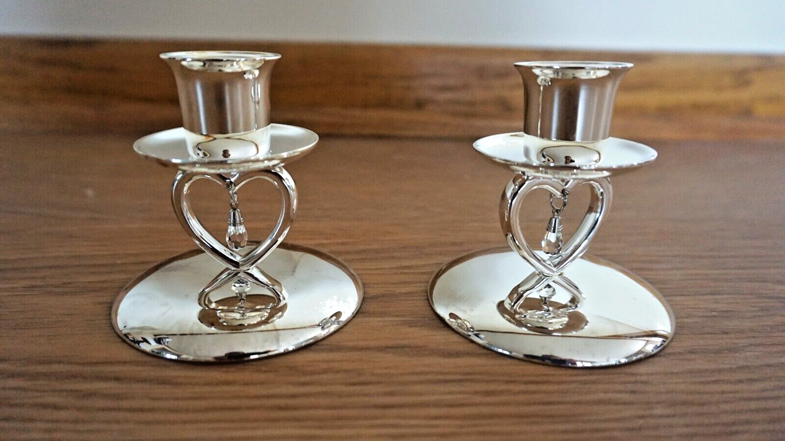 THINGS REMEMBERED SWAROVSKI CHRYSTAL CANDLE HOLDERS SILVER PLATED NEW