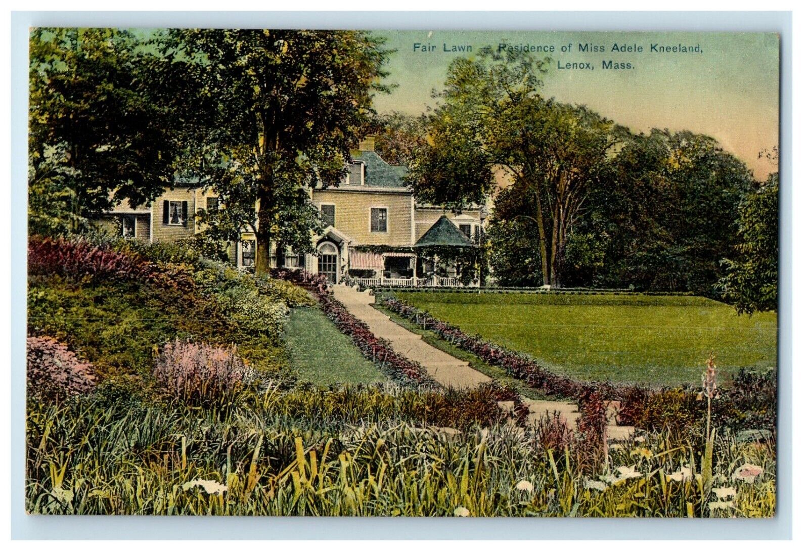 c1910's Fair Lawn Residence Of Miss Adele Kneeland Lenox MA Antique Postcard