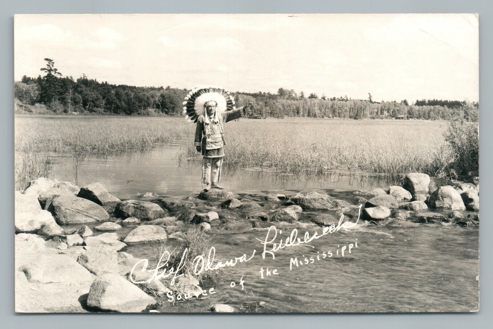 Chief Odawa Littlecreek—Mississippi River Source RPPC Itasca—Chippewa Indian 50s