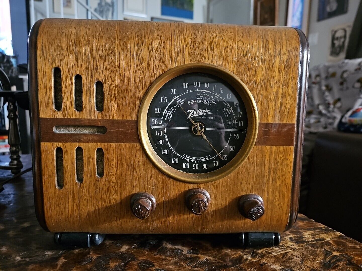 Zenith 5-S-218 Cube Tube Radio Vintage 1930\'s Walnut Working