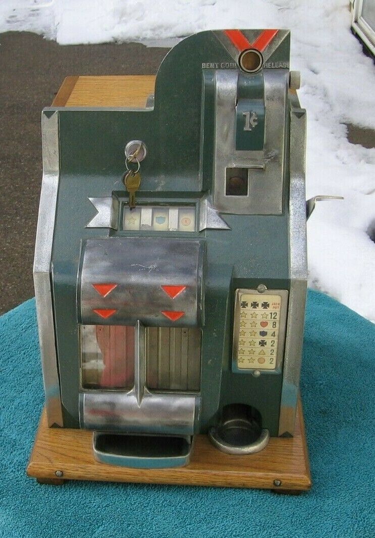 RARE Antique Mills Novelty Co Working One Cent Penny Coin Slot Machine JR 1B