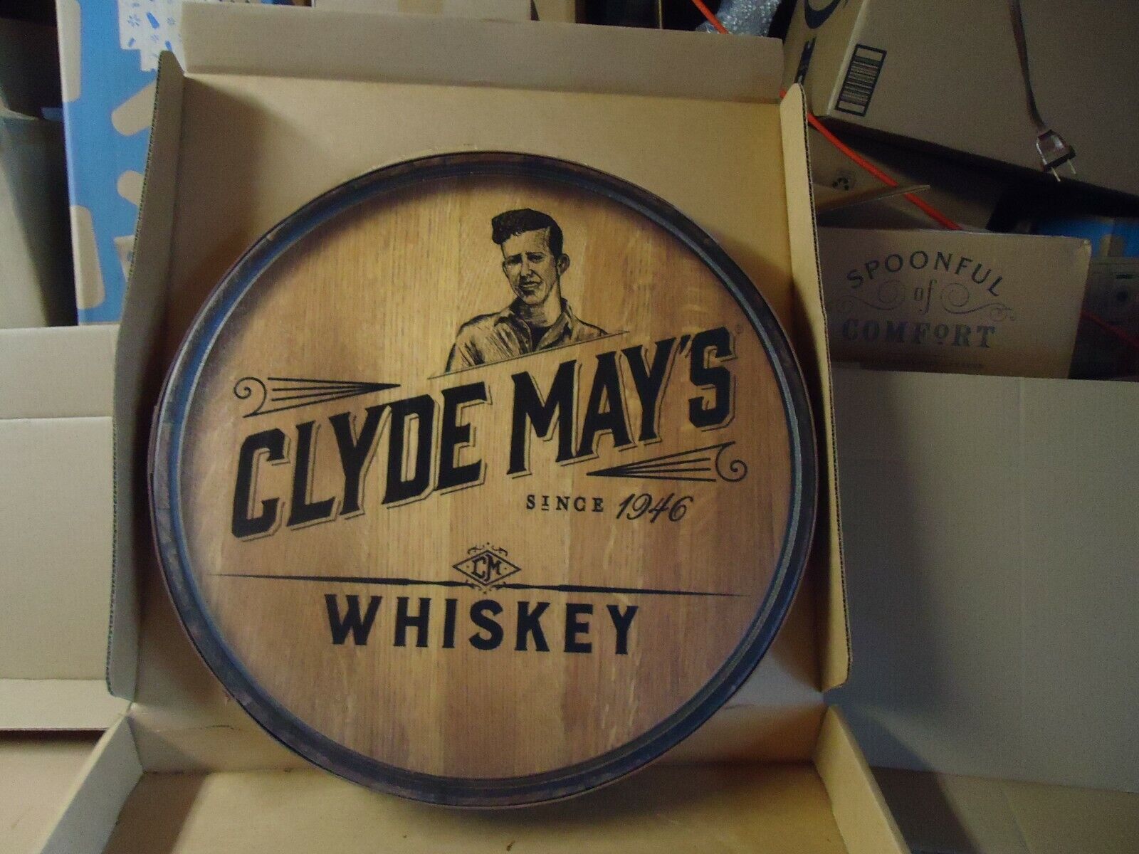 RARE CLYDE MAYS LIQUOR BARREL SIGN  SUPER NICE NEW UNUSED WOOD  WHISKEY GREAT