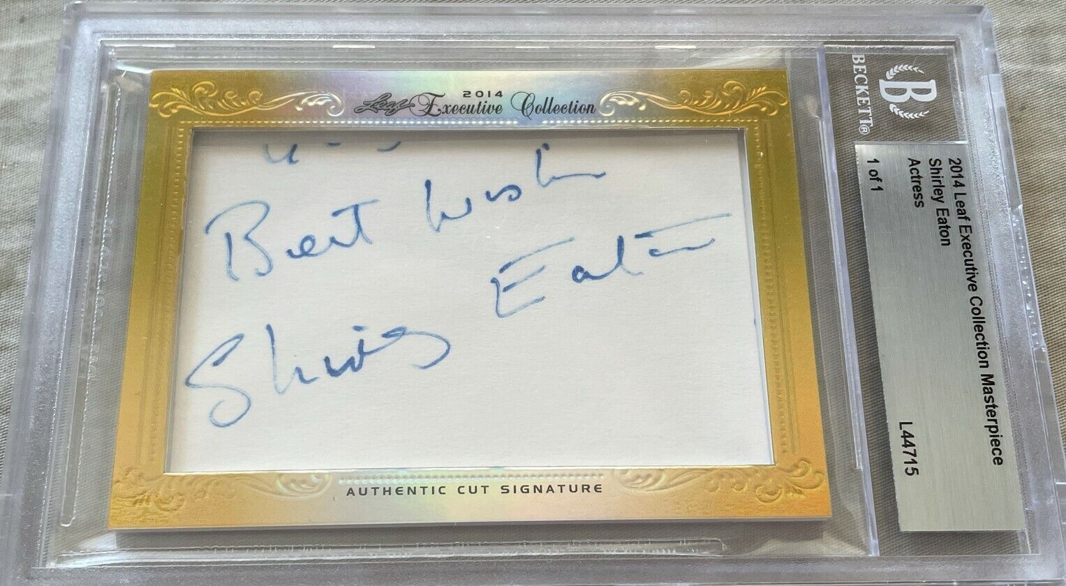 Shirley Eaton 2014 Leaf Masterpiece Cut Signature signed auto 1/1 JSA Goldfinger