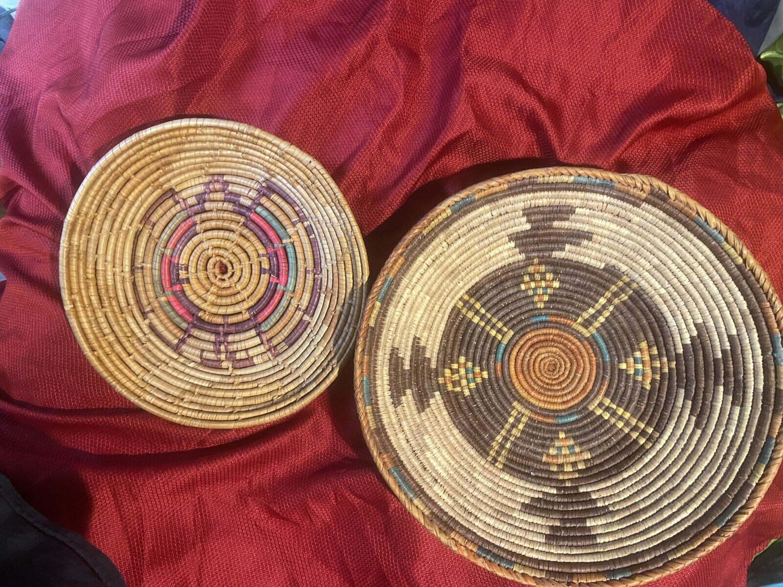 Antique Ceremonial Native American Wedding Basket Set 12” & 16”