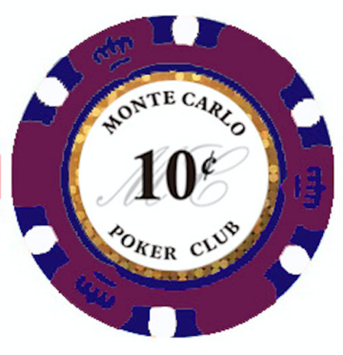 NEW 50 Burgundy 10¢ Cent Monte Carlo 14 Gram Clay Poker Chips Buy 3 Get 1 Free