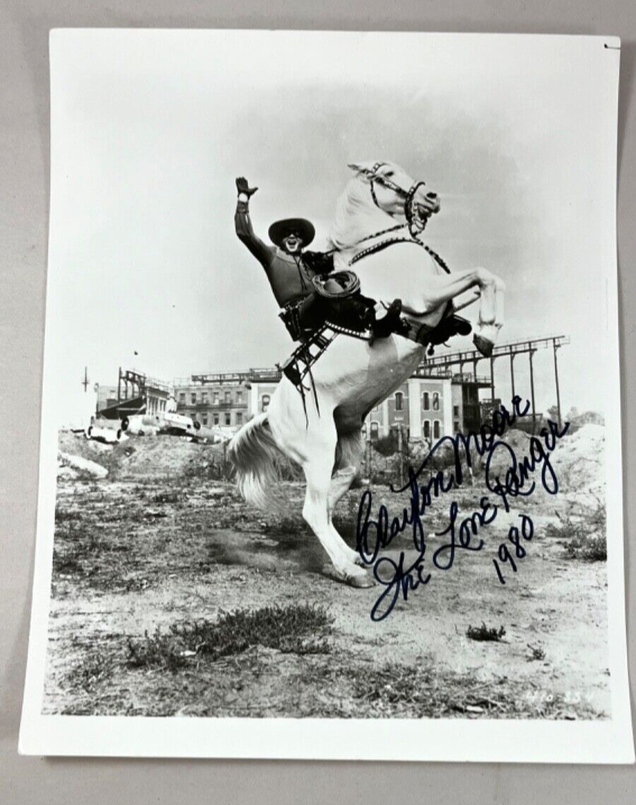 Clayton Moore The Lone Ranger Hand Signed 8x10 Photo Autographed w/ Silver 1980