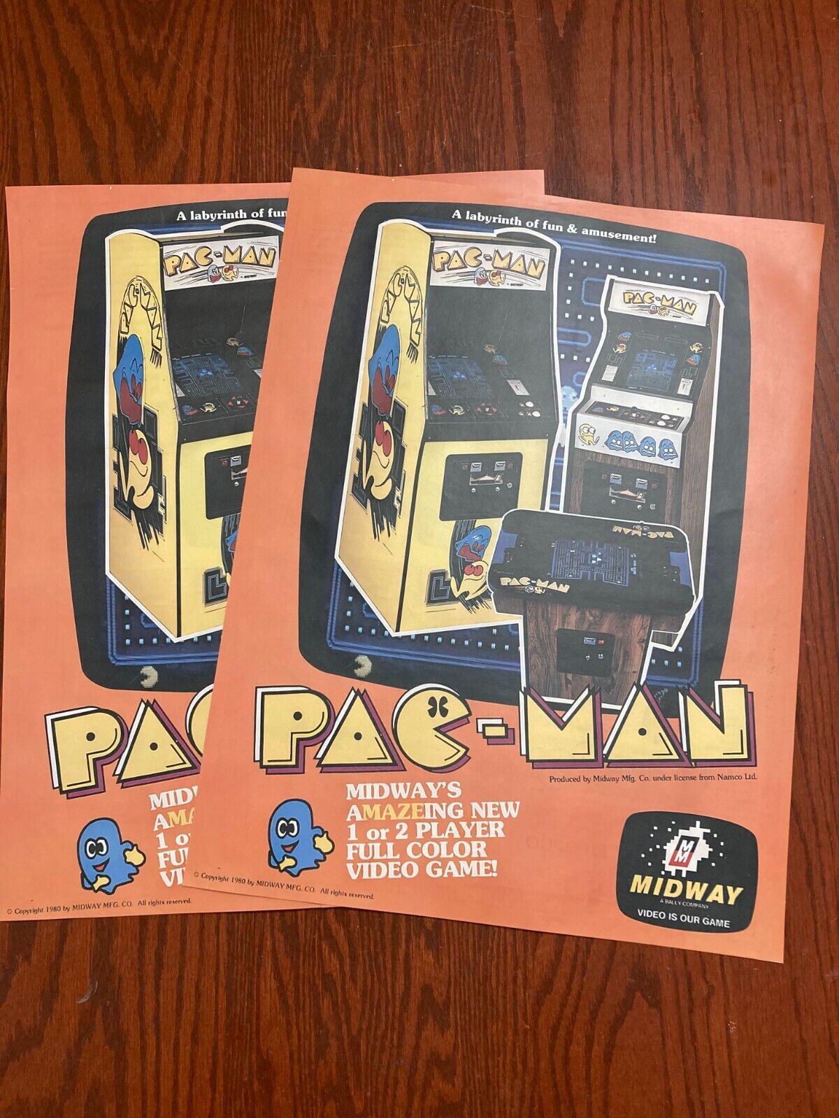 Pac-Man Poster Arcade Vintage Flyer 1980 Laminated Reproduction Retro 13\