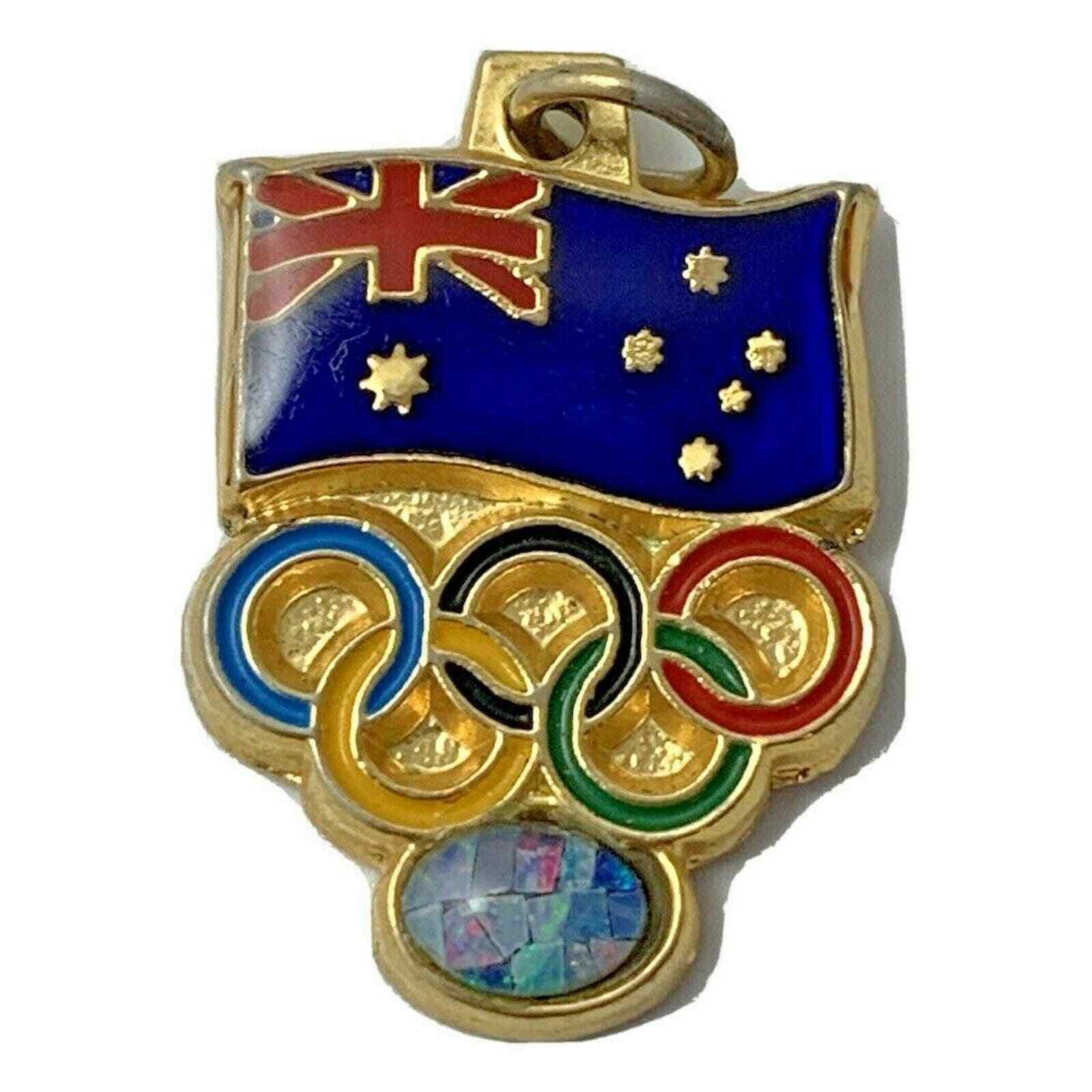 RARE 2000 Sydney Olympics Australian Flag And Opal Charm Pendant