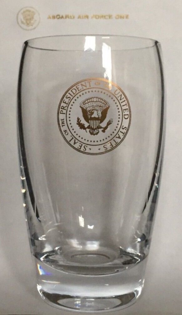 JOHN F KENNEDY -'AIR FORCE ONE' PRESIDENTIAL SEAL JUICE GLASS- WHITE HOUSE-ISSUE