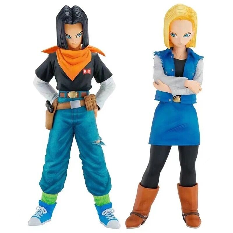 Anime Dragon Ball Z Super Android NO.18 & 17 2Pcs Set Stand Figure statue Gift