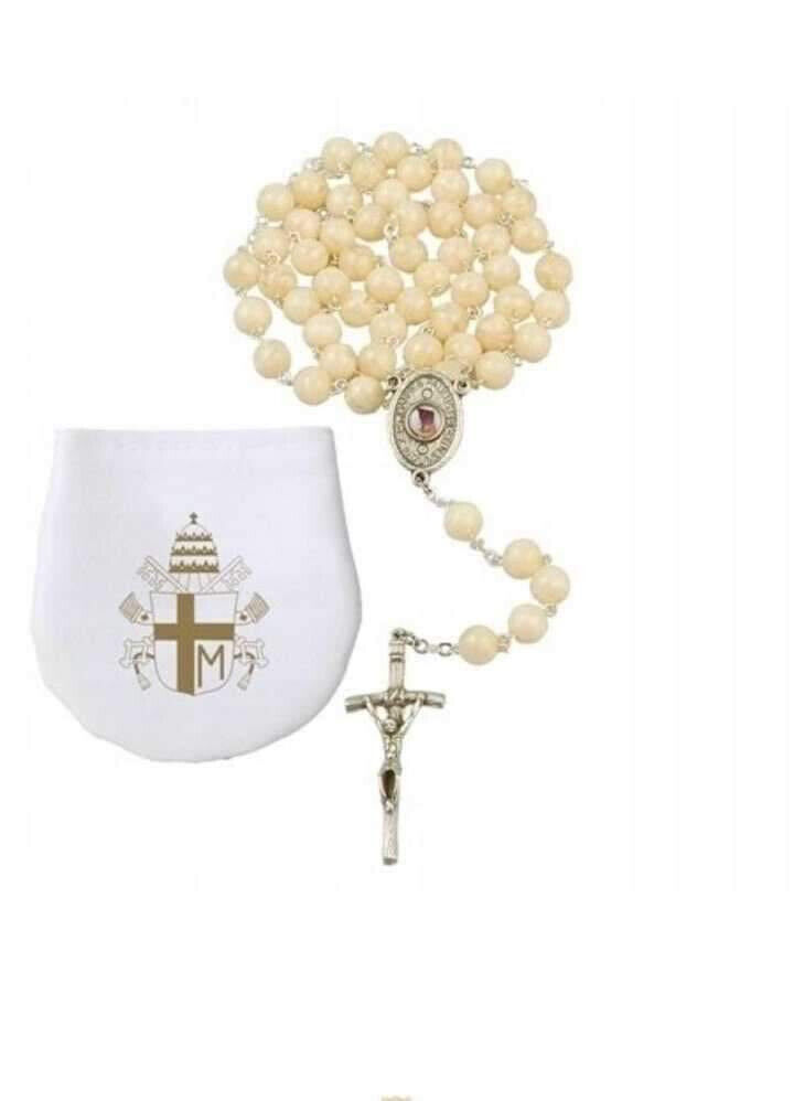 POPE JOHN PAUL II ROSARY WITH ROSE FROM HIS GRAVE BLESSED FROM POPE BENEDICT XVI