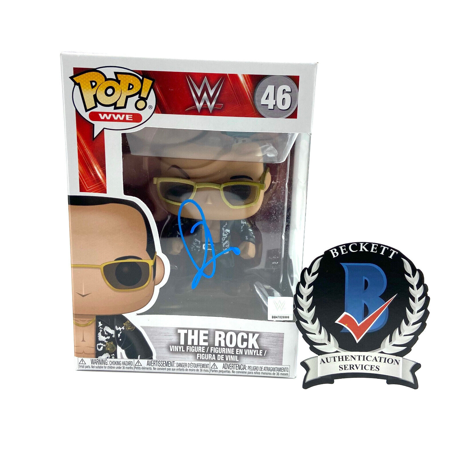 WWE WWF THE ROCK SIGNED AUTOGRAPH FUNKO POP BECKETT BAS COA DWAYNE JOHNSON