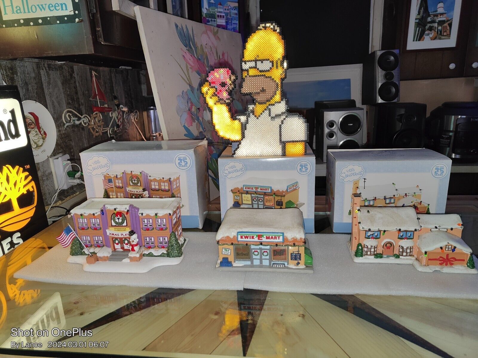 Simpsons Xmas Dept. 56- 25th Anniversary Complete 3 House Set + Bonus Art Piece