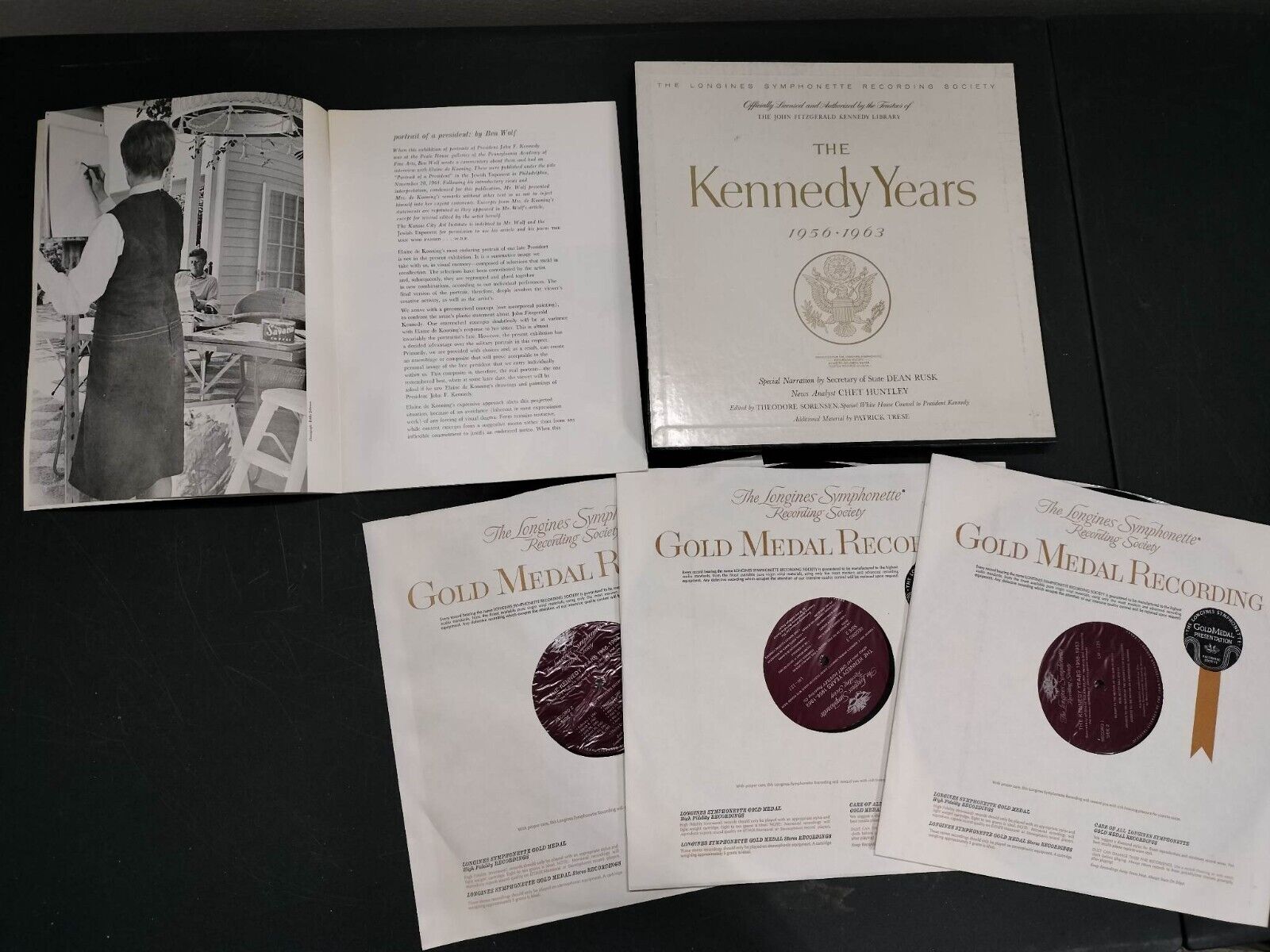 JFK Kennedy Vintage Collectors Lot- 60\' Vinyl\'s and Art Institute Bulletin