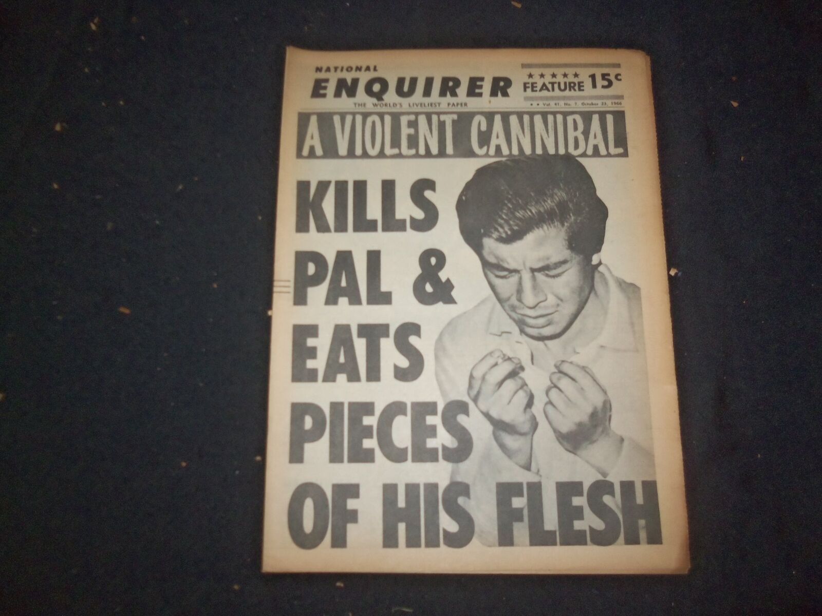1966 OCT 23 NATIONAL ENQUIRER NEWSPAPER -KILLS PAL & EATS FLESH PIECES - NP 7425