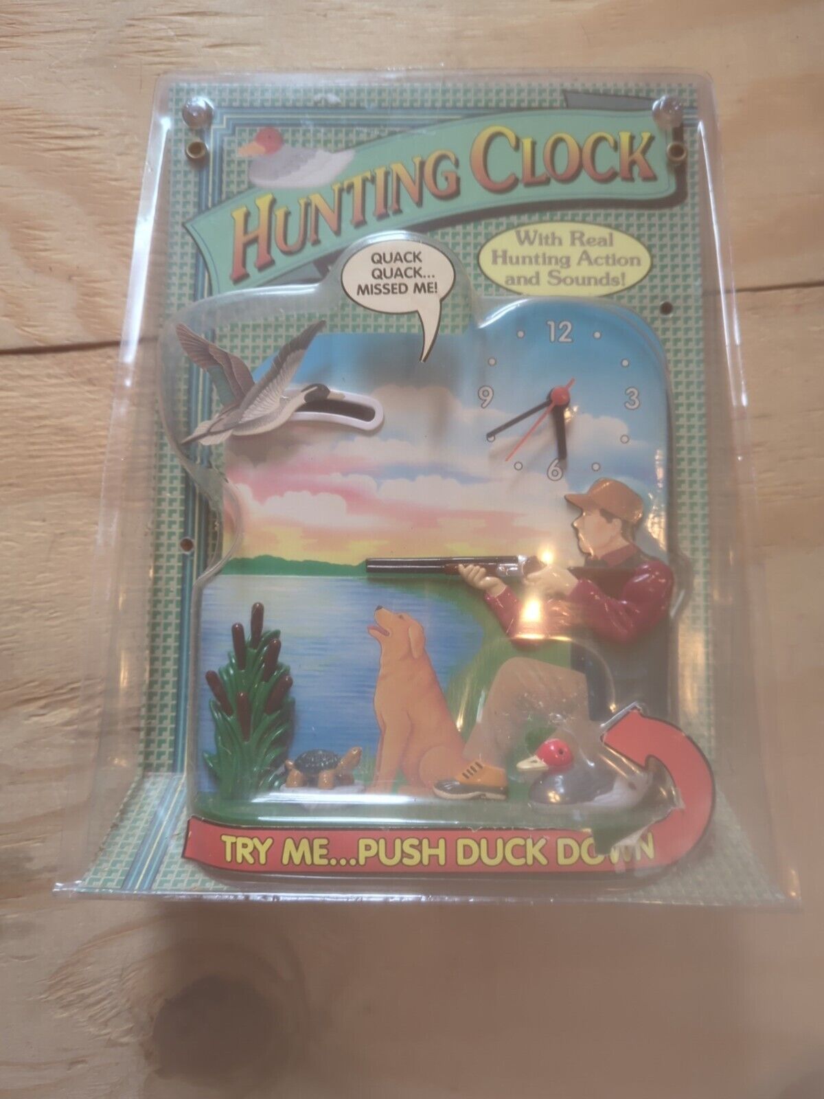 Vintage Original Duck Hunting Clock w Funny Sounds & Movement Great Gift