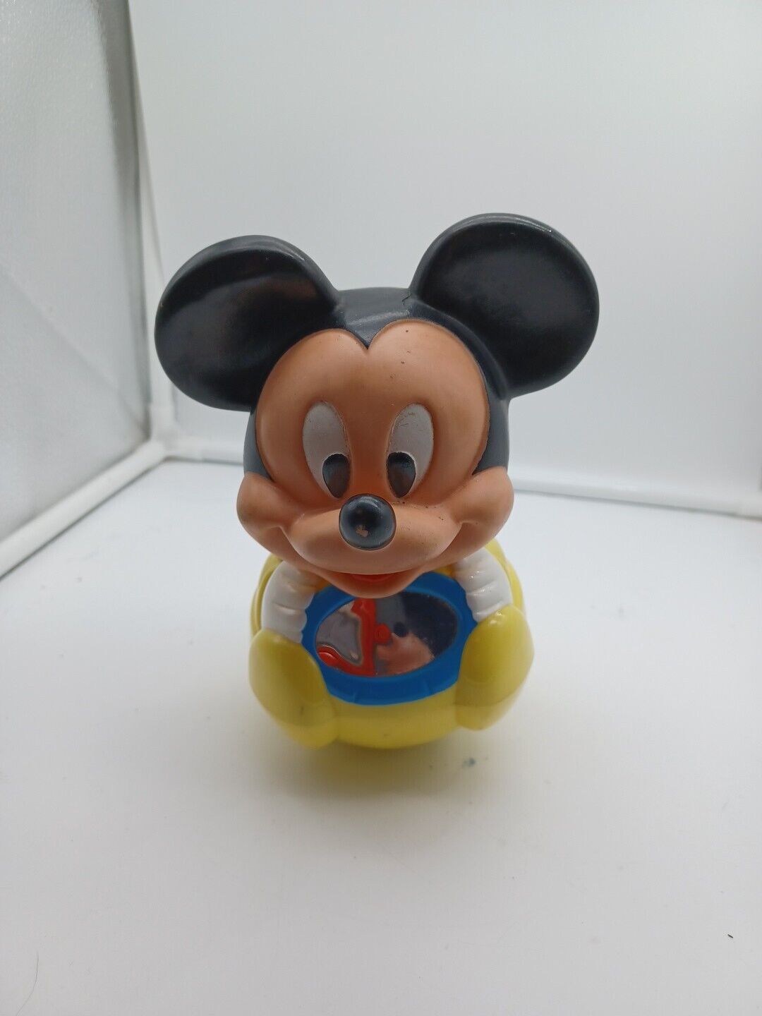 Vintage Mickey Mouse Disney Weeble Wobble Baby Rattle Toy 7\