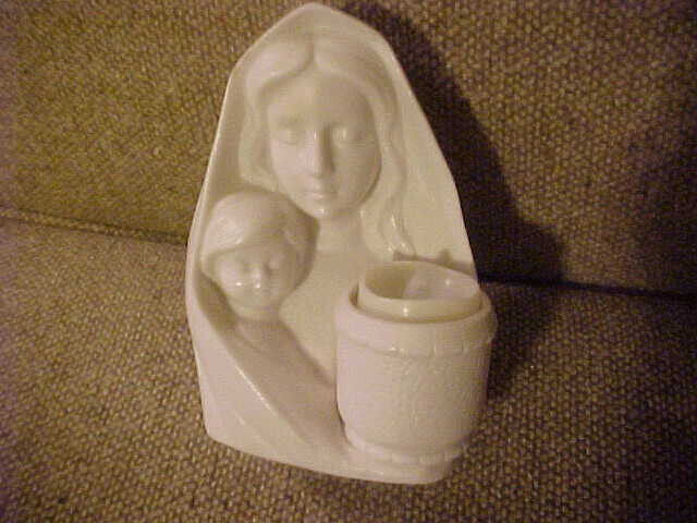 Vintage Madonna and Child Ceramic Candle Holder - Colonial Candle Japan