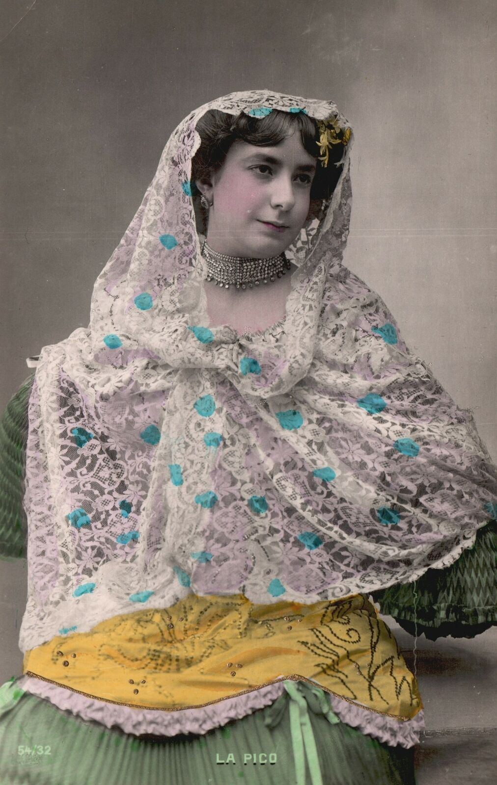 Vintage Postcard Portrait Of A Beautiful Woman Wearing Traditional Clothing