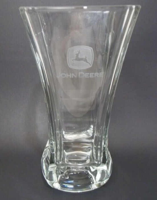 John Deere Unique Glass Crystal Vase 4 Sided Flared Rim High Quality from France