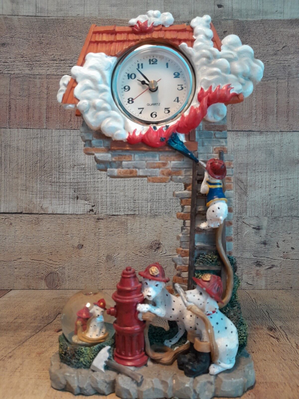 Cadona vintage clock collection-Dalmatian firefighter desk clock