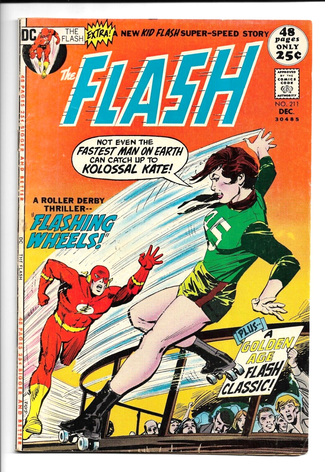 The Flash 211, DC 1971, 1st Kolossal Kate, 48 pages Bates & Irv Novick 7.0 FN/VF