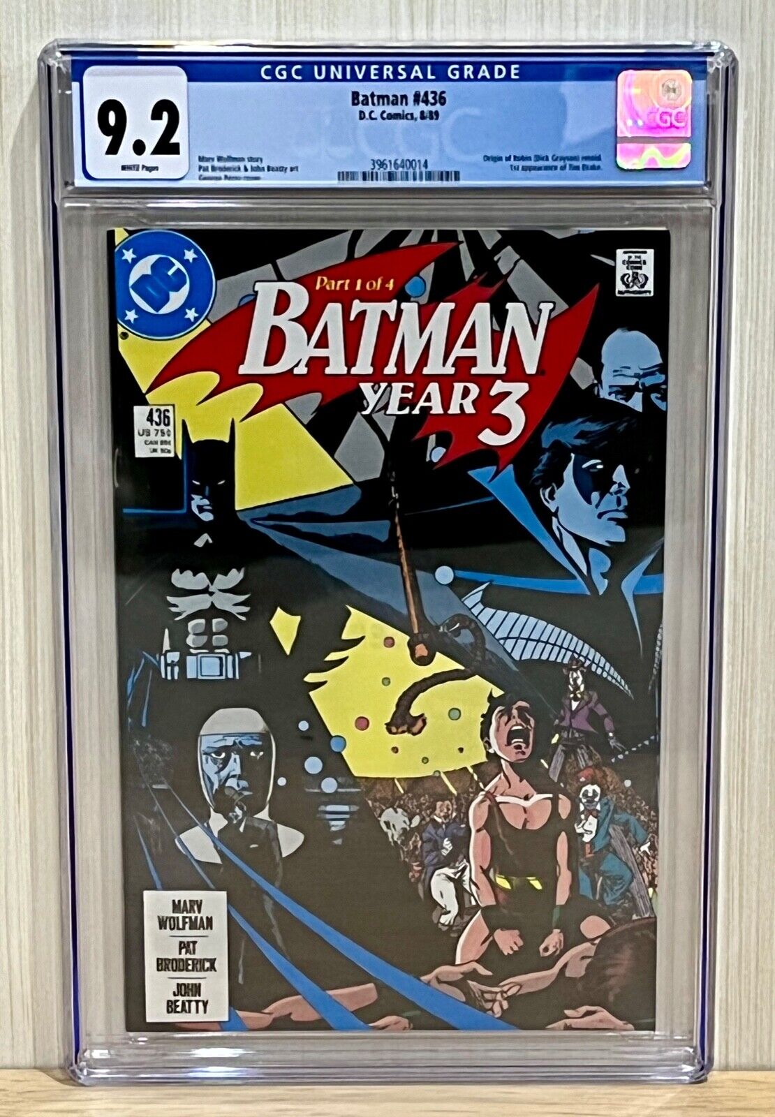Batman (Year 3) #436, 1st Tim Drake, Origin of Robin Retold, CGC 9.2 Near Mint-