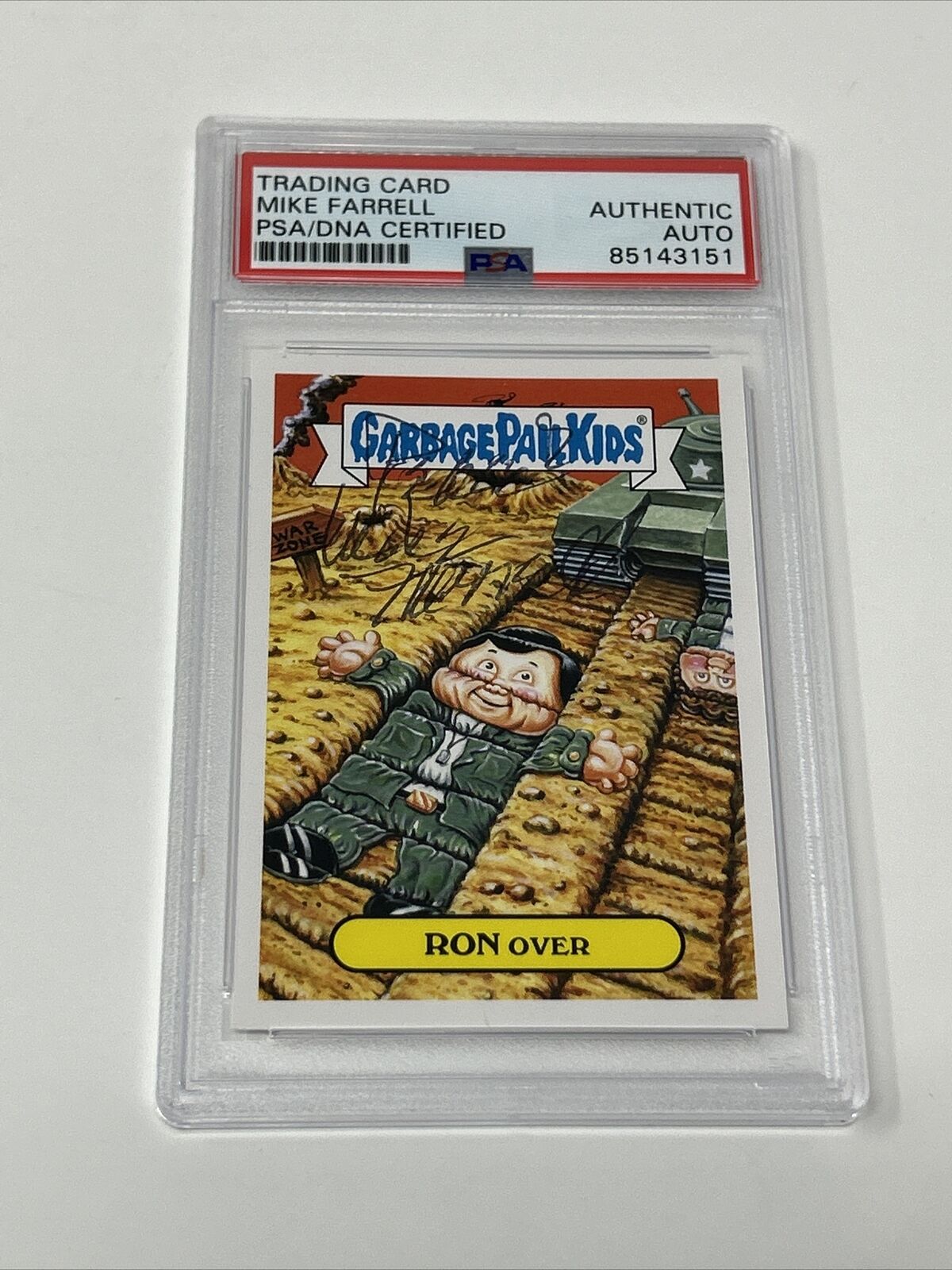Signed Mike Farrell 2016 Garbage Pail Kids SYNDICATED TV Ron Over 6b GPK PSA DNA