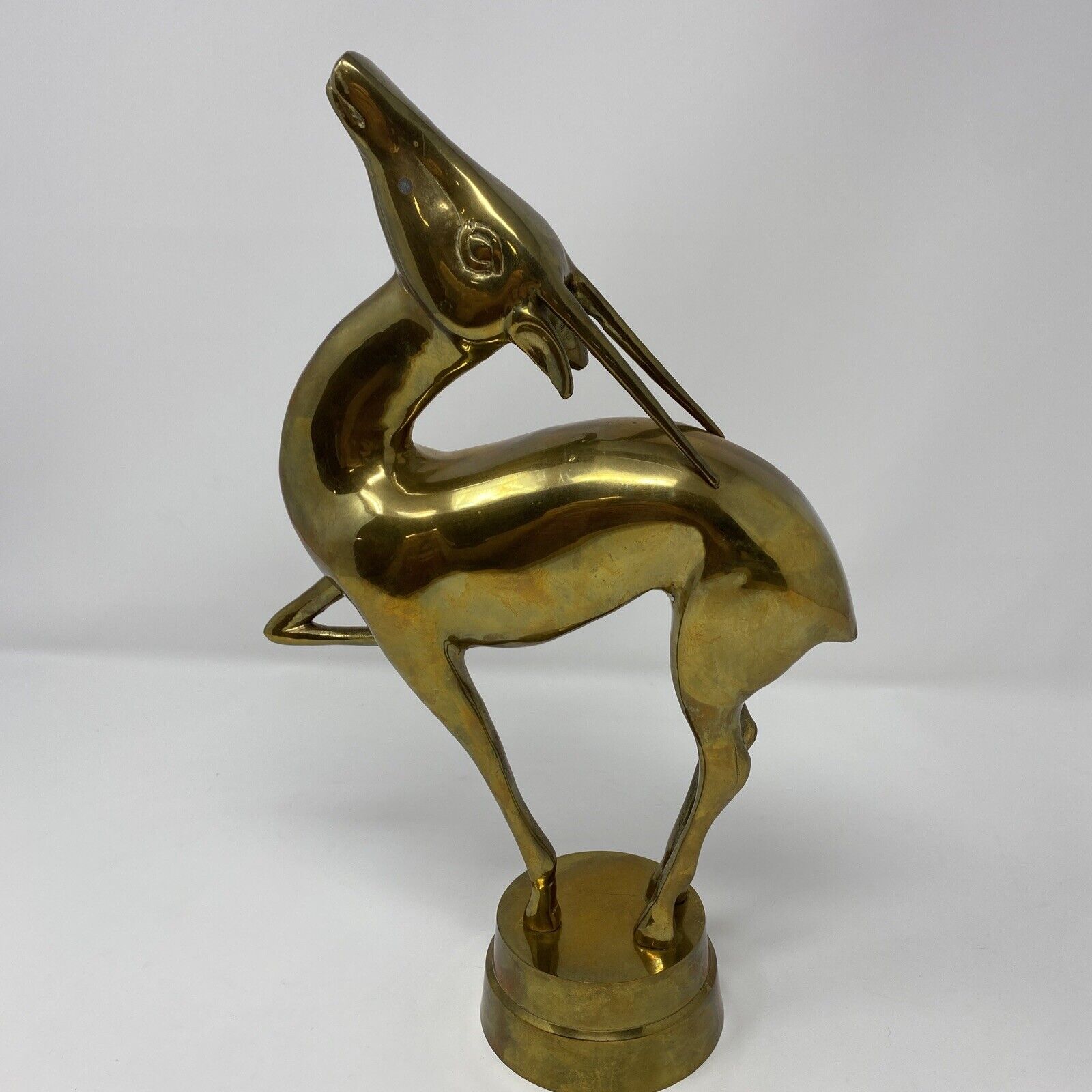 Art Deco Brass Metal Gazelle Antelope Figurine Vintage Over 12\