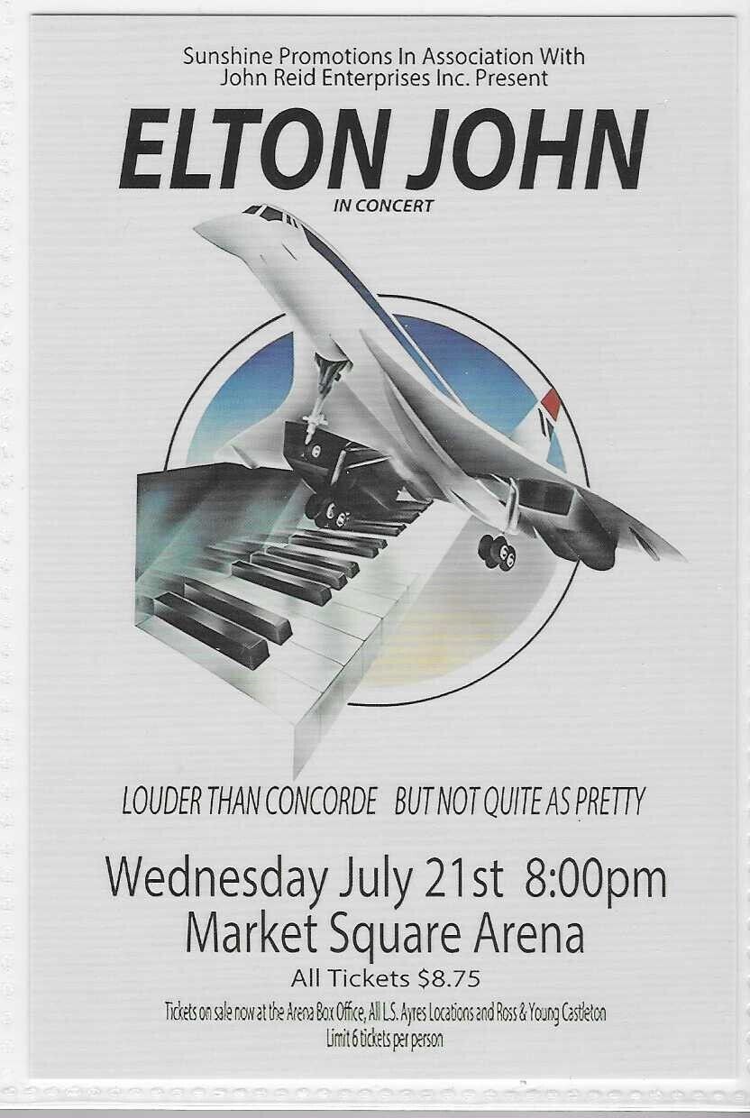 Elton John Louder Than Concorde Mini Concert Poster 4x6 Re-Print #0000