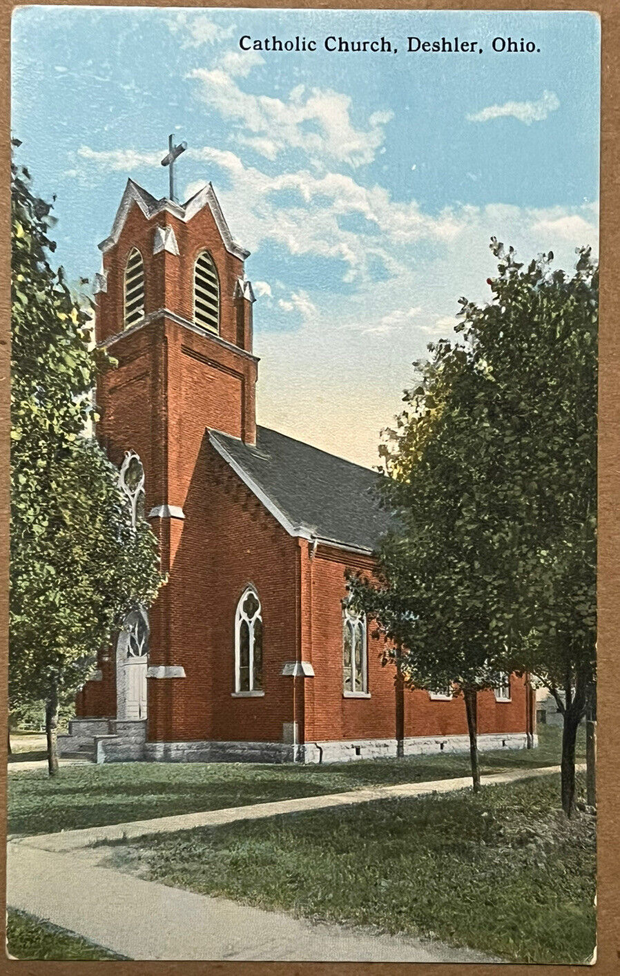 Deshler Ohio Catholic Church Vintage Postcard c1910
