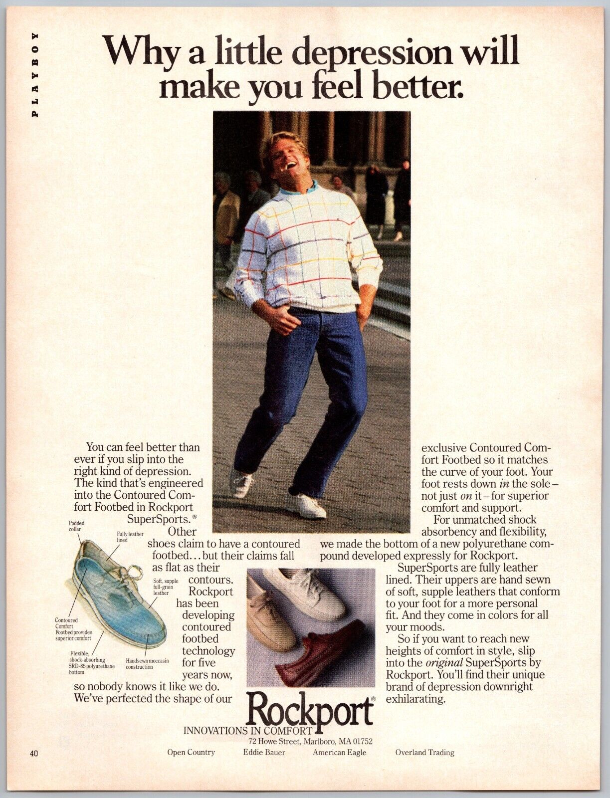 Rockport Shoes Innovations In Comfort Vintage April, 1986 Full Page Print Ad