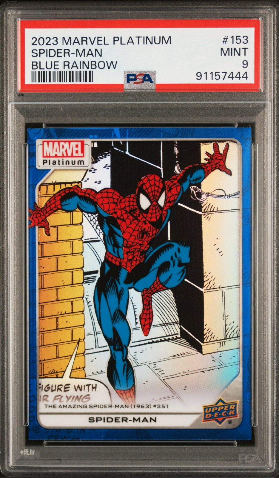 2023 Upper Deck Marvel Platinum SPIDER-MAN BLUE RAINBOW PSA 9 #153 POP 1