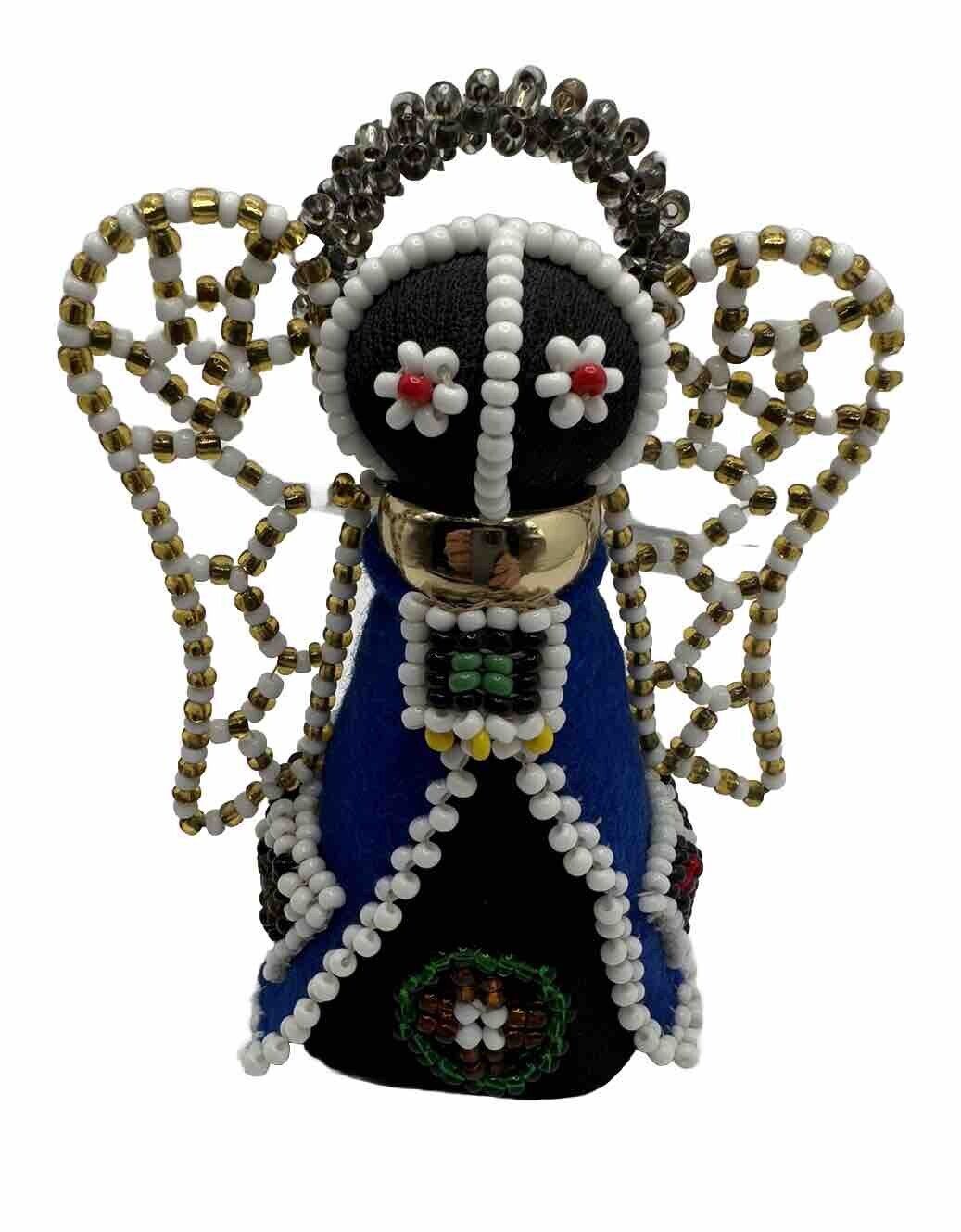 African Folk Art Angel Handmade Beaded Ceremonial Figurine Vintage 