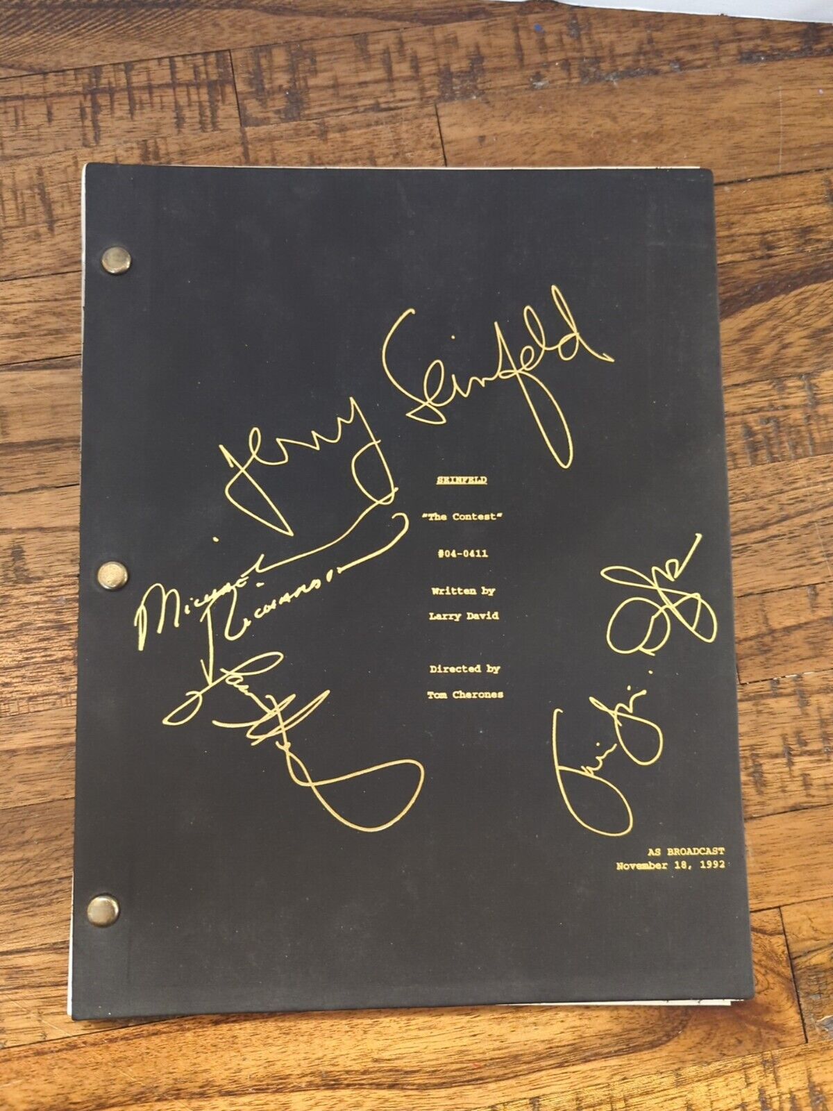 Leather Bound, Seinfeld Autographed “The Contest” TV script