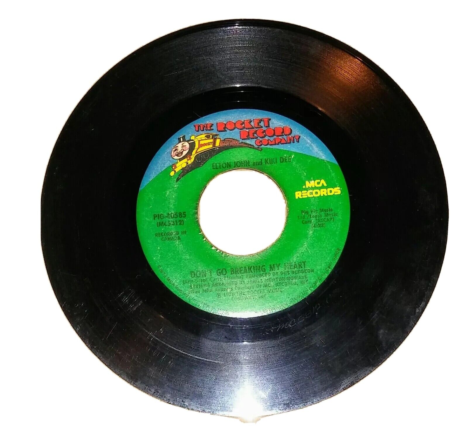 Don't Go Breaking My Heart 45 RPM Record.  Elton John and Kiki Dee