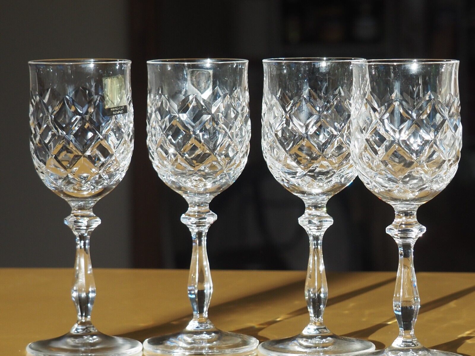 Four Beautiful Crystal Glasses – Hand Cut 28% PbO -  5.1/2inchs tall.