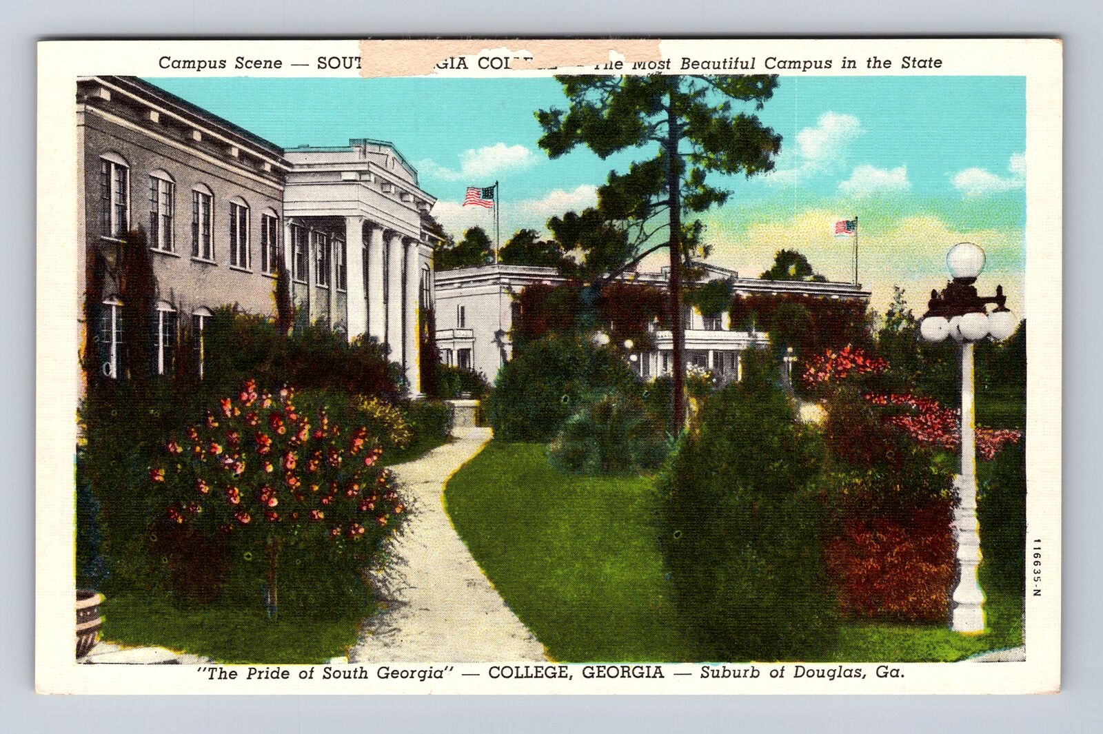 Douglas GA-Georgia, Campus Scene, South Georgia College, Vintage Postcard